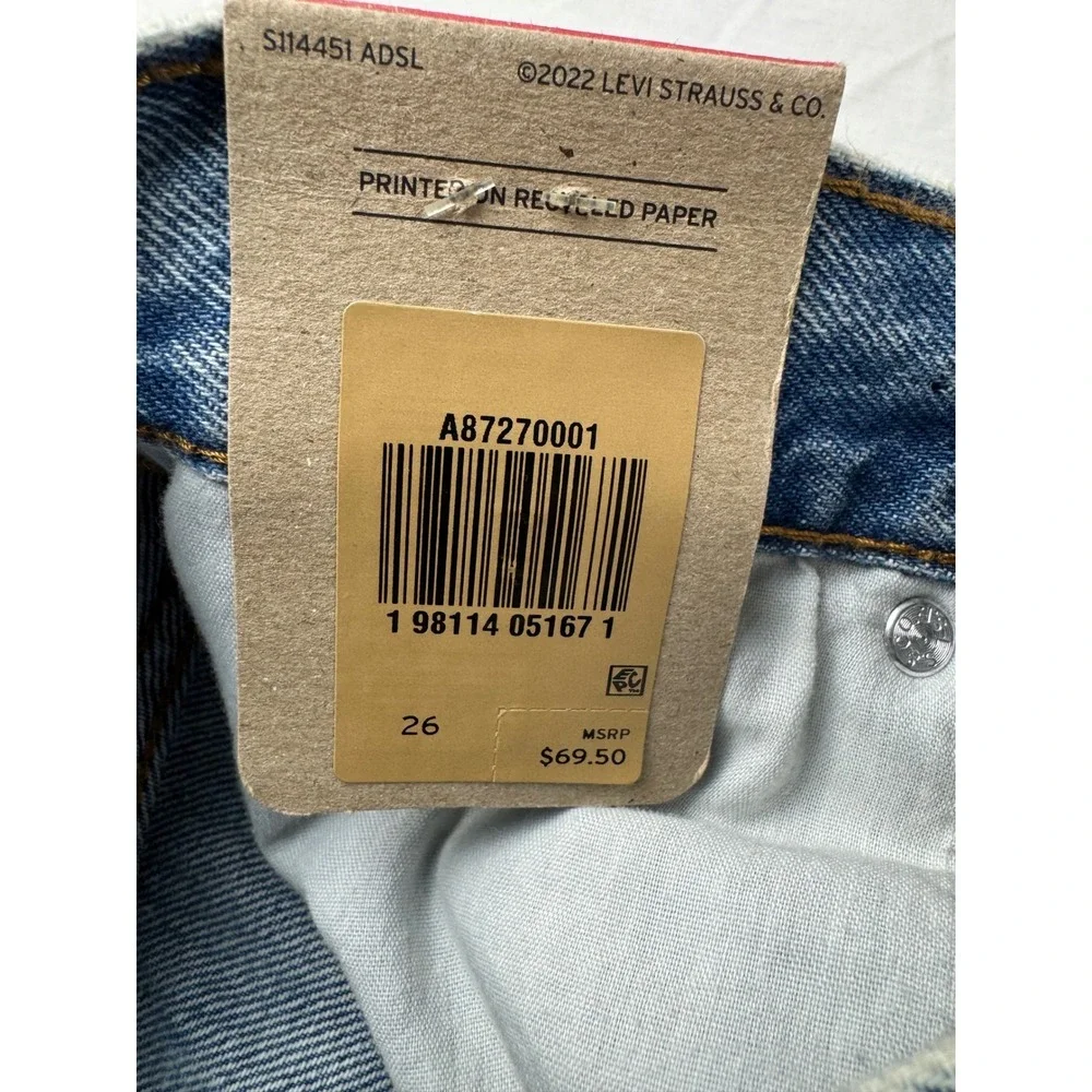 Levis Ankle Column Skirt Light‎ Wash Denim Maxi Raw Hem Womens 26